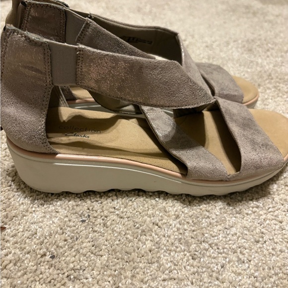 Clarks Shoes - Clarks Taupe Wedge Sandals